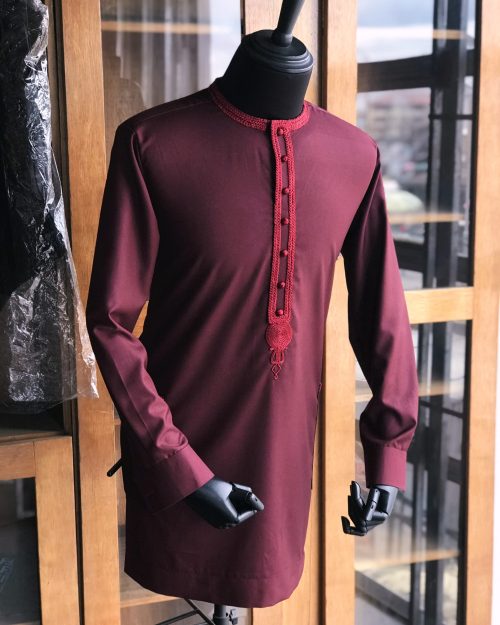 Hand Knitted Burgundy Kaftan